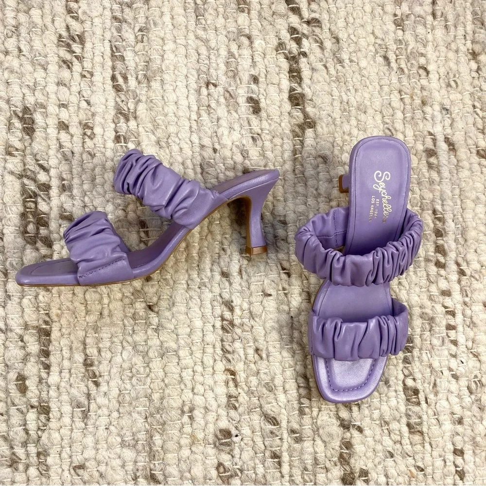 NWT/NIB Seychelles Leeward Ruched Leather Kitten Heels in Lavendar, Sz 8.5
